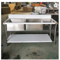 Restaurant Furniture Stainless Steel/ Stainless Steel Kitchen Double Sink With Right Drainboard