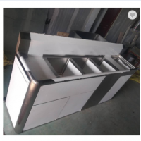 Hand Made Stainless steel commercial kitchen cabinet with washing sink bowls