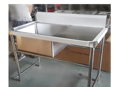 Stainless steel kitchen single bowl commercial sink with working table 100x50x80cm