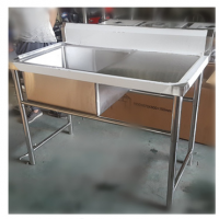 Stainless steel kitchen single bowl commercial sink with working table 100x50x80cm