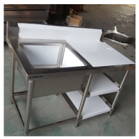 Stainless Steel Commercial Kitchen Sink Single Bowl with 3 Layer prep table