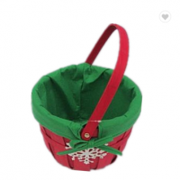 Christmas gift hamper red wood basket with green fabric liner