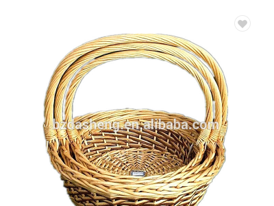 S/3 handmade handle wicker basket sets for storage