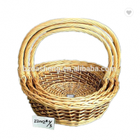 S/3 handmade handle wicker basket sets for storage
