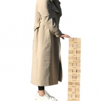 giant wooden tumbling tower stacking block game with storage bag for garden game