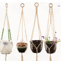 Cotton Rope Plant Hanger Handmade Cotton Flower Pots Indoor Hanging Net Sling Flower