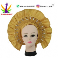 wholesale Autogel headtie handmade Aso-oke gele with stones sego gele