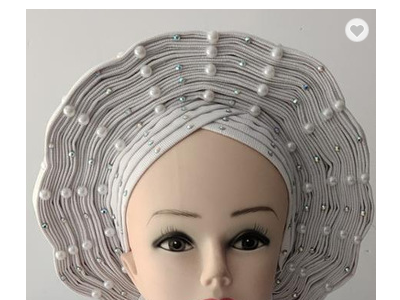 Auto Gele with stone Comes In Round African Popular Ready To Make Head Tie Gele