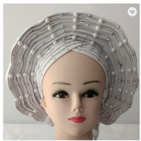 Auto Gele with stone Comes In Round African Popular Ready To Make Head Tie Gele