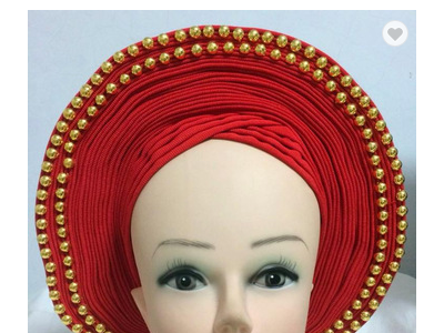 2019 New Design Auto Gele with stone Comes In Round African Popular Ready To Make Head Tie Gele