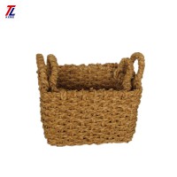 Eco-friendly wholesale handmade weaved straw fruit basket bamboo with handles