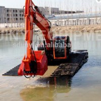 Crawler Amphibious excavator with pontoon