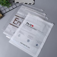 Custom Printed Transparent Frosted Zipper Top Plastic Bag Clothing Packaging Bag