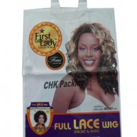 Custom logo printed pe plastic shopping bags soft loop handle bag for wigs