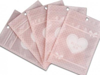 Factory price pink heat seal hair accessories 3 sides sealing packaging bags with zipper