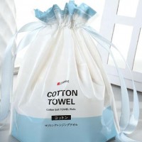 Custom Frosted Resealable White Cosmetic Cotton Pads Drawstring Plastic Packaging Bags